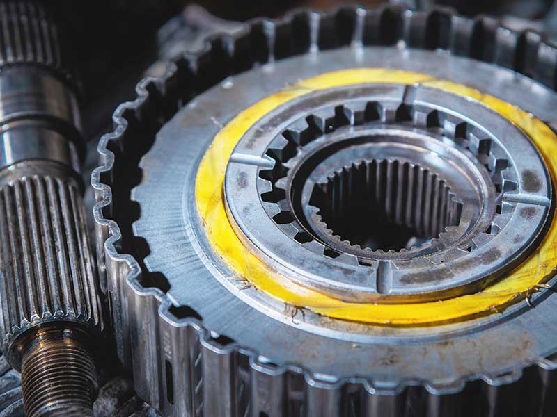 Close-up of a transfer case chain with gear removed from the transmission Close-up of a transfer case chain with gear removed from the transmission